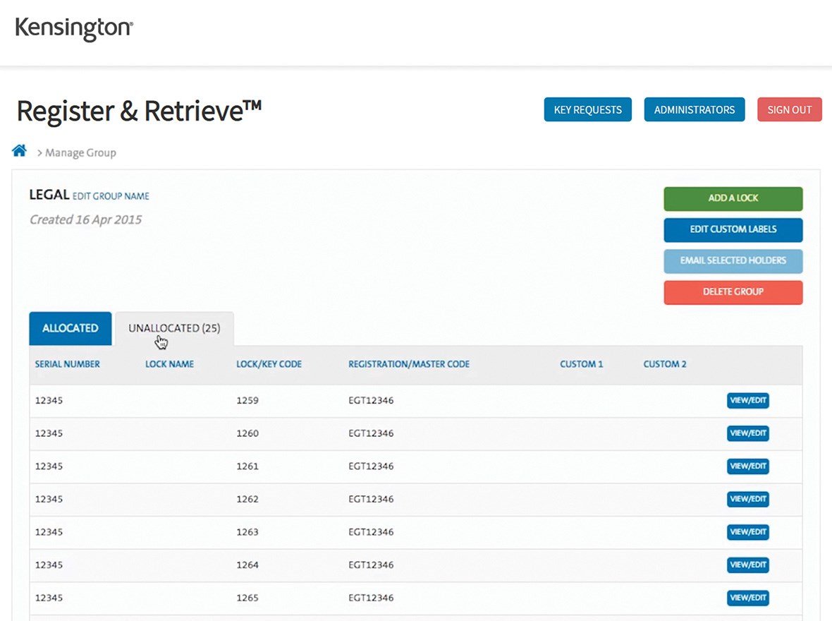 Register and Retrive program screenshot.